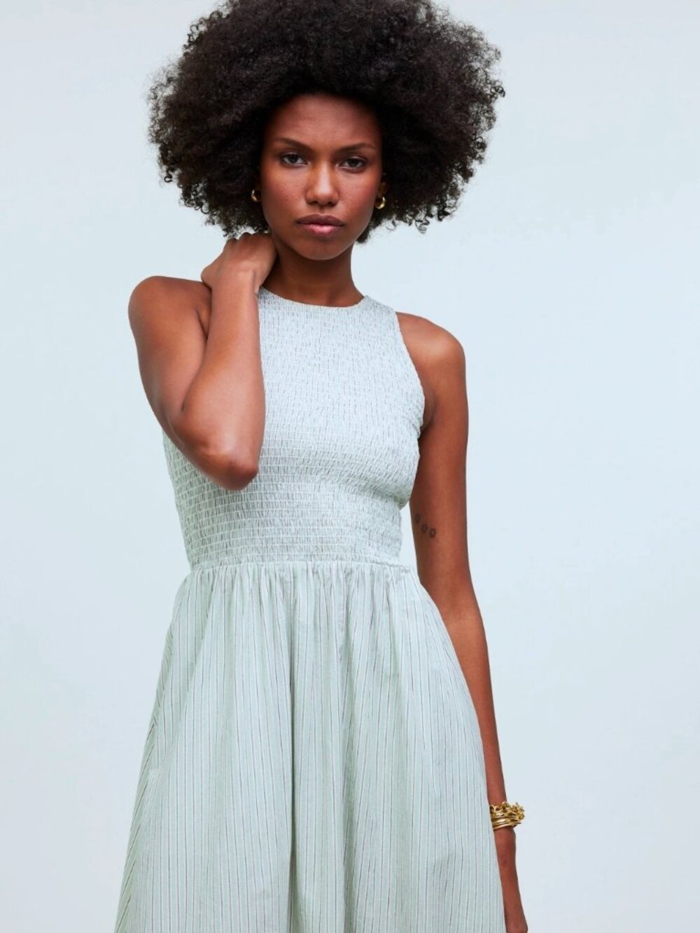 Madewell Melody Smocked Midi Dress 100% Cotton Pistachio Green NEW Size XXS - Picture 2 of 9